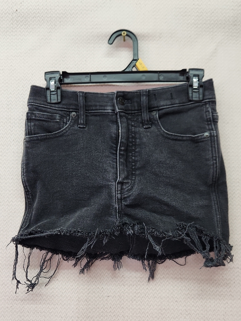 Madewell Black Denim Skirt with Frayed Hem